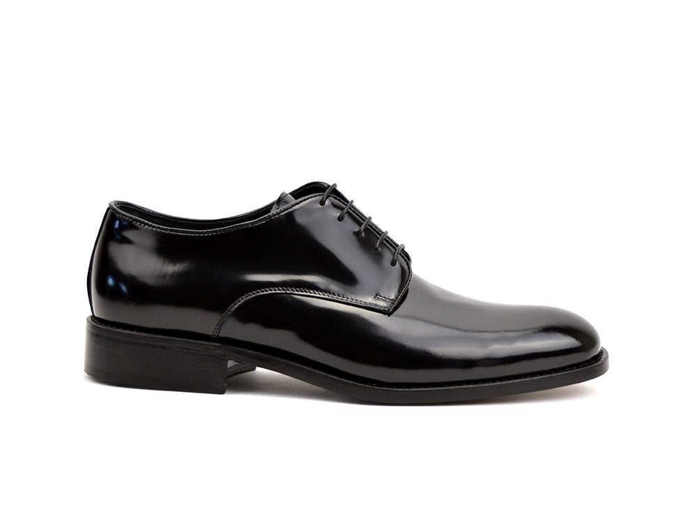 Leather men derby black shiny shoes | DIS