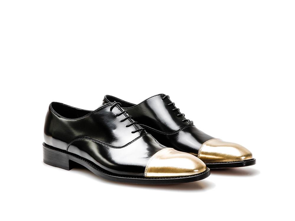 Scarpa scarpe sposo uomo vitello nera oro DIS