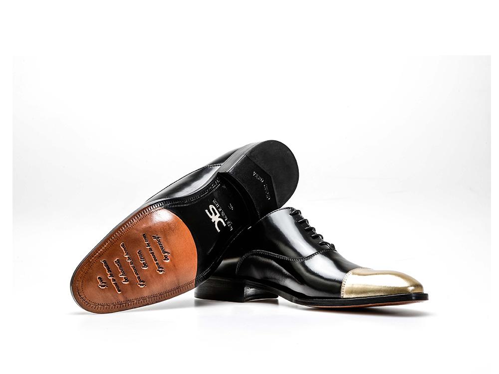 black gold calf leather men oxford toe cap shoes DIS